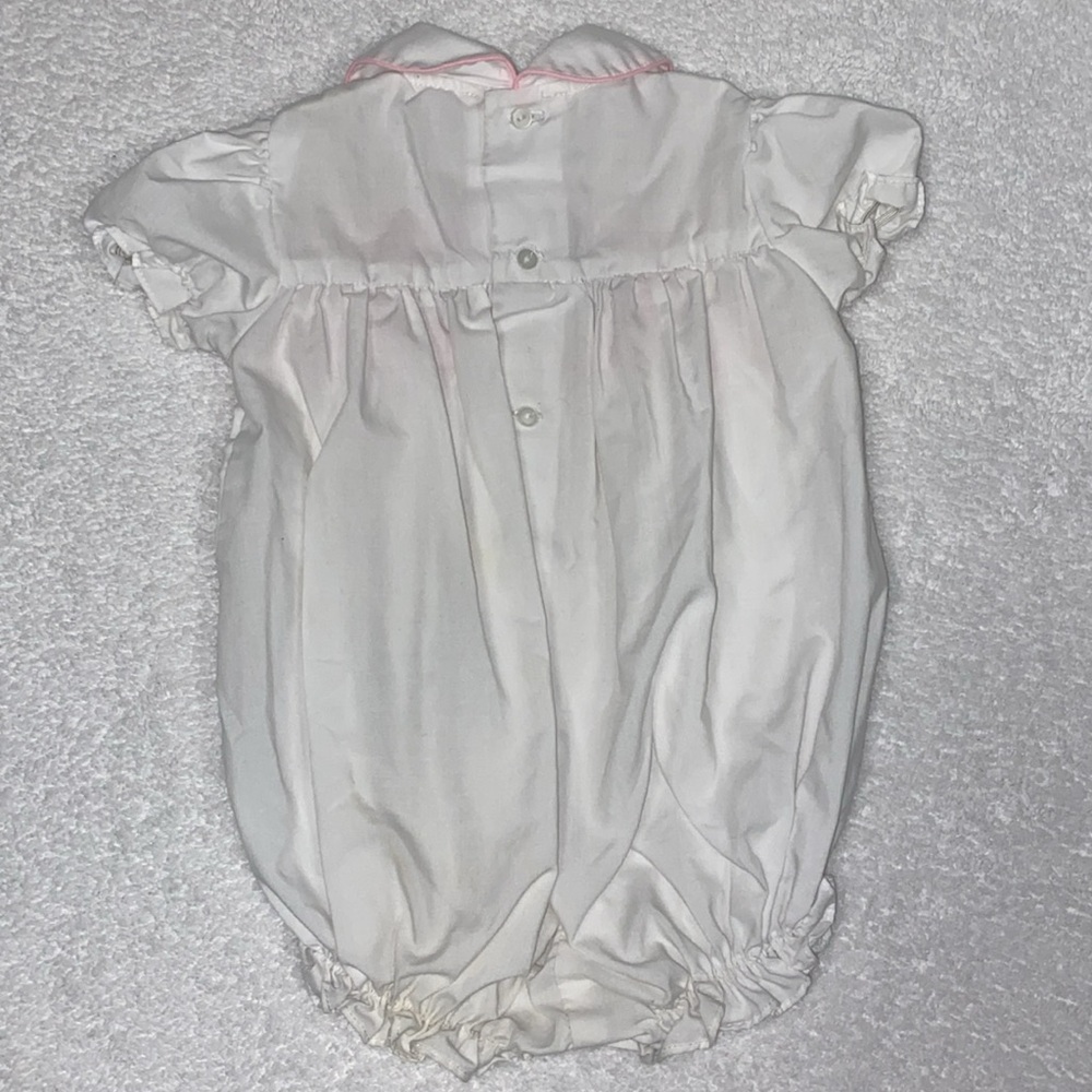 Vintage baby togs smocked White and Pink baby summer romper 12m - Picture 6 of 7